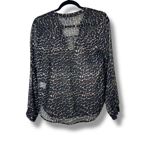 Joie Adana Leopard Print Silk Sheer Chiffon V-Neck Double Front Pocket Blouse XS - Picture 6 of 6